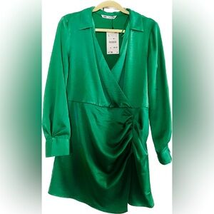 Zara Emerald Satin Dress